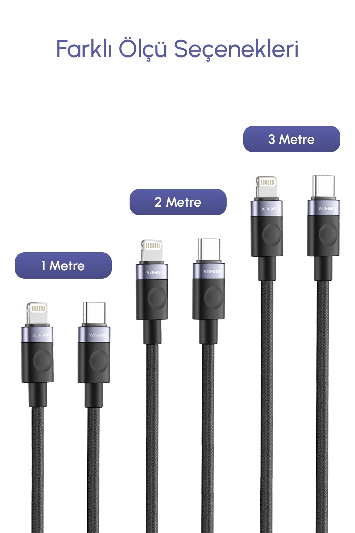 Vendens VD-DCM04 27W iPhone Uyumlu Lightning Hızlı Şarj ve Veri Kablosu