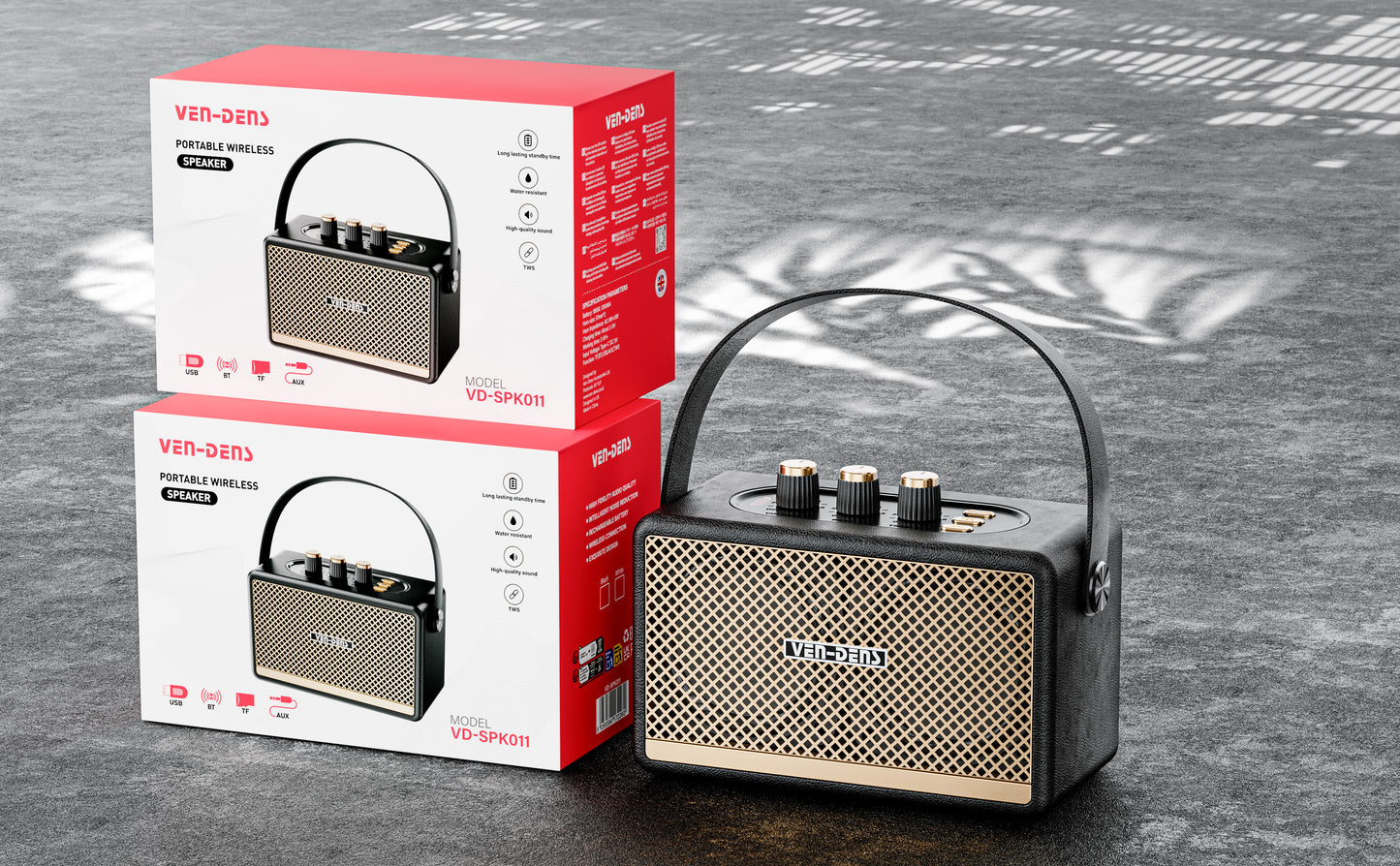 Vendens VD-SPK011 Işıklı Bluetooth Hoparlör - Su Geçirmez, 30 Saat Pil