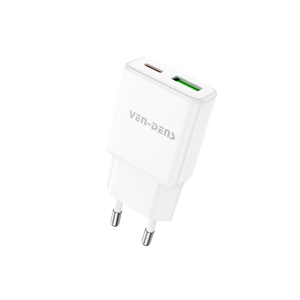 Vendens 30W USB-A ve USB-C Çift Çıkışlı Type C Hızlı Şarj Aleti Adaptörü