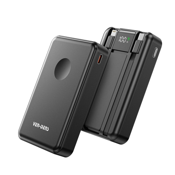 Vendens 10000mAh 15W Kablosuz Hızlı Şarj Powerbank Siyah - Taşınabilir Yüksek Kapasiteli Batarya