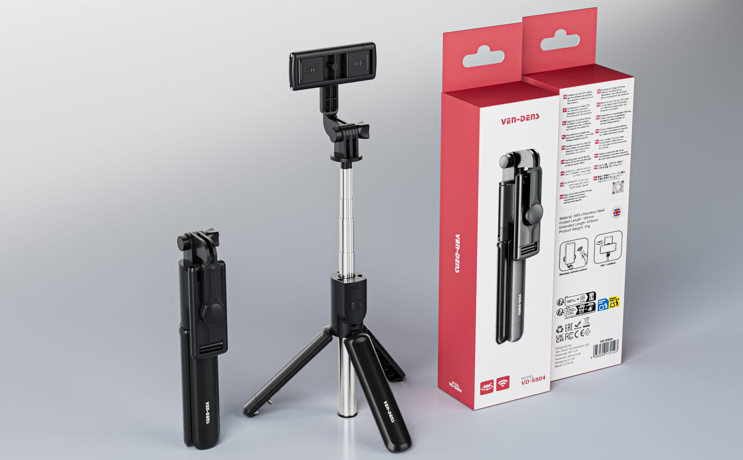 VD-SS04 Toptan Fiyat Yüksek Kalite Uzatılabilir Tripod ve Bluetooth Uzaktan Kumanda 360° Döndürülebilir Selfie Çubuğu Mükemmel Açılar İçin