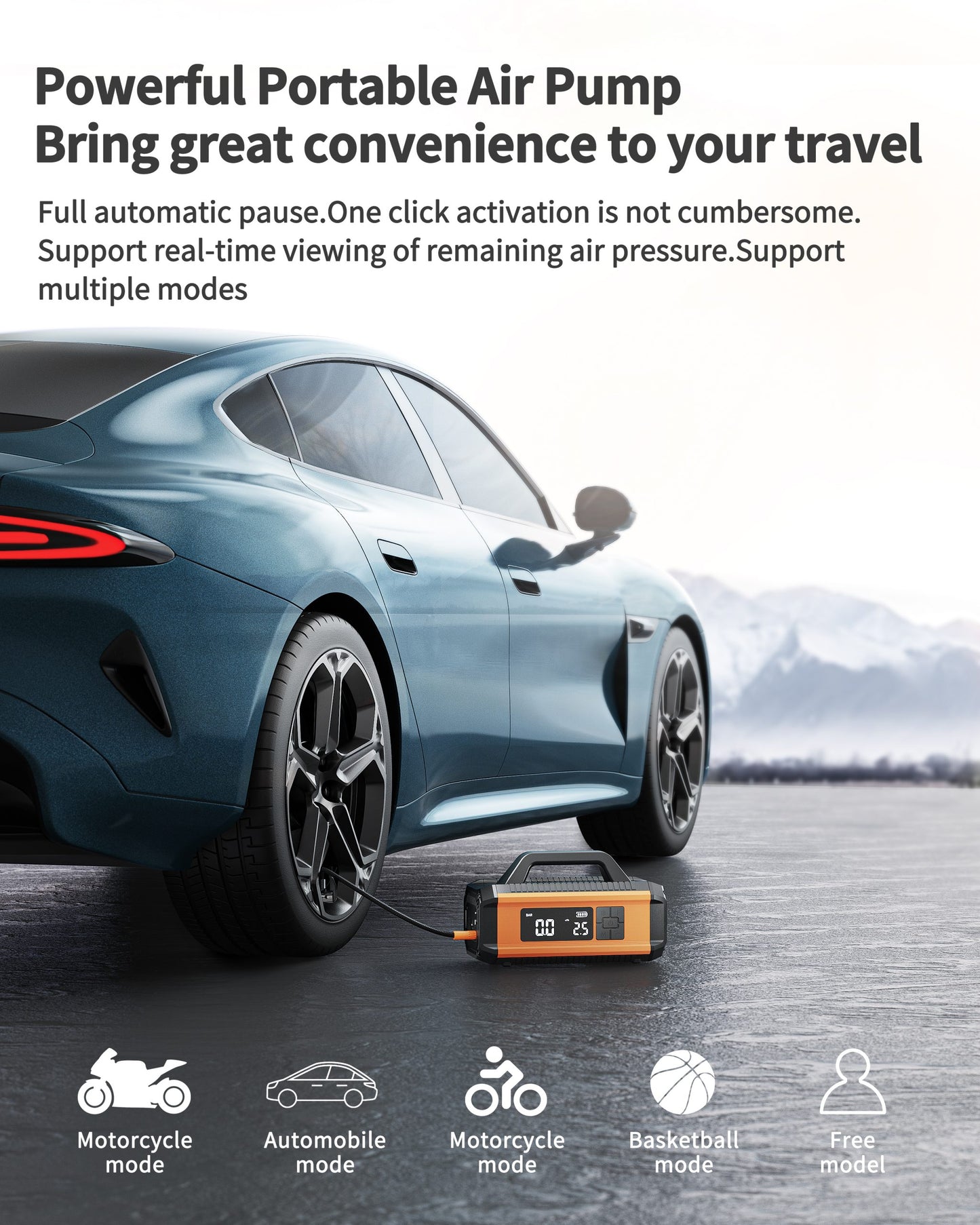 Vendens VD-CP010 4'ü 1 Arada Akü Takviye Cihazı, 150 PSI Kompresör ve 10000mAh Powerbank