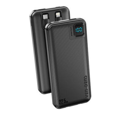 VD-PB060 Toptan fiyatla, telefonlar için Type-C/IP kablolu, dijital ekranlı, yüksek kaliteli 10000mAh Power Bank.