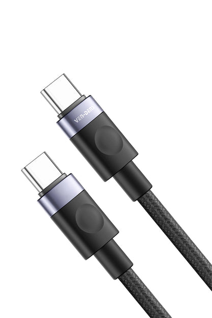 Vendens VD-DCM05 USB-C'den USB-C'ye Örgülü 60W Hızlı Şarj Destekli Type C Kablo 1m, 2m, 3m