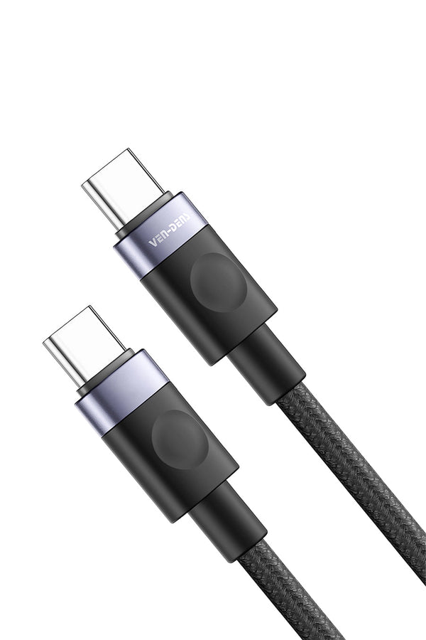 Vendens VD-DCM05 USB-C'den USB-C'ye Örgülü 60W Hızlı Şarj Destekli Type C Kablo 1m, 2m, 3m