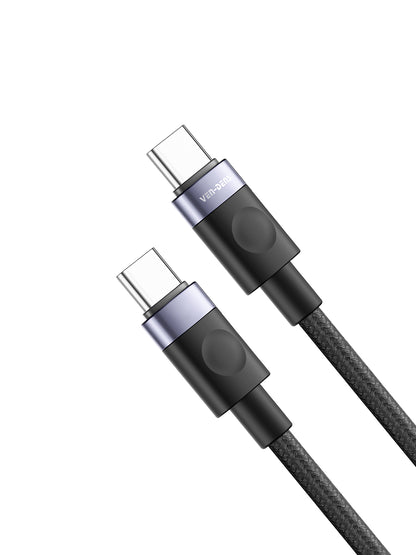 VD-DCM05-1M 60W USB-C - USB-C Parmak Ucu Veri Kablosu 1M Siyah Naylon Örgülü Kablo