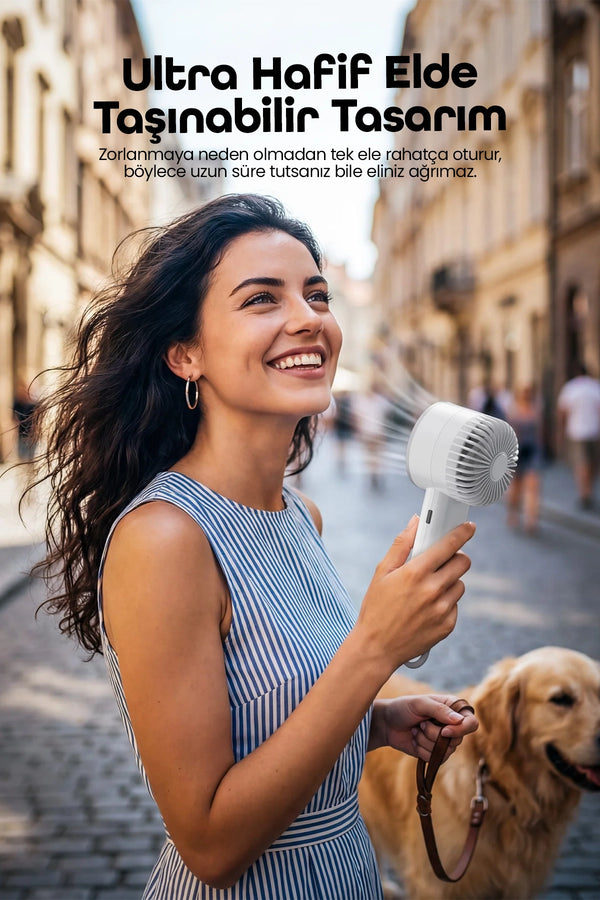 Vendens VD-FAN001 10W Taşınabilir Soğutuculu Mini Fan, USB Şarjlı, 3 Kademeli, 800mAh