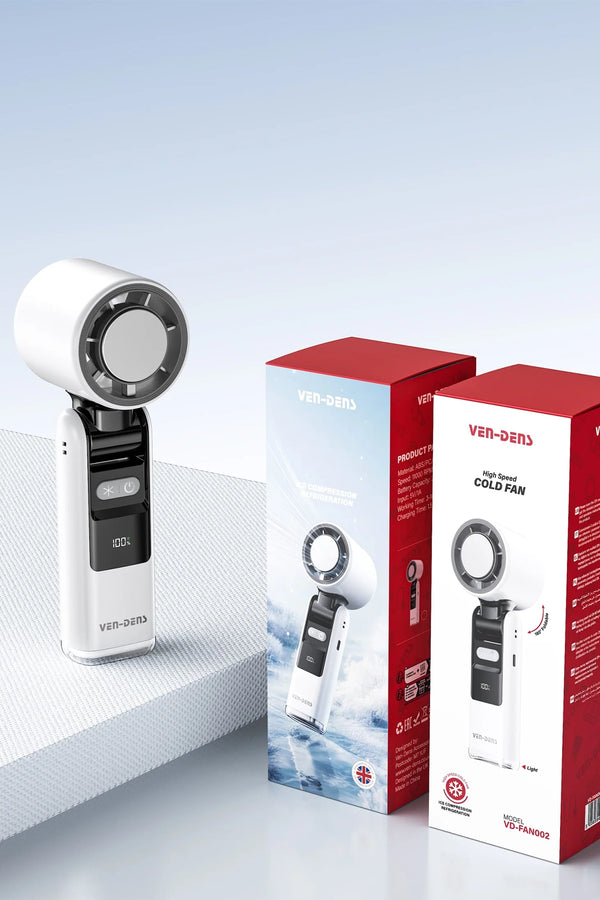 Vendens VD-FAN002 10W Soğutuculu ,Led Lambalı , Mini El Fanı, USB Şarjlı,Katlanabilir, 800mAh, 3 Kademeli