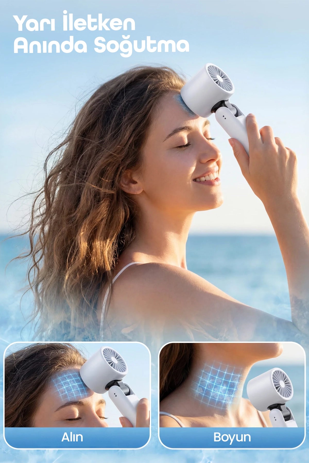 Vendens VD-FAN002 10W Soğutuculu ,Led Lambalı , Mini El Fanı, USB Şarjlı,Katlanabilir, 800mAh, 3 Kademeli