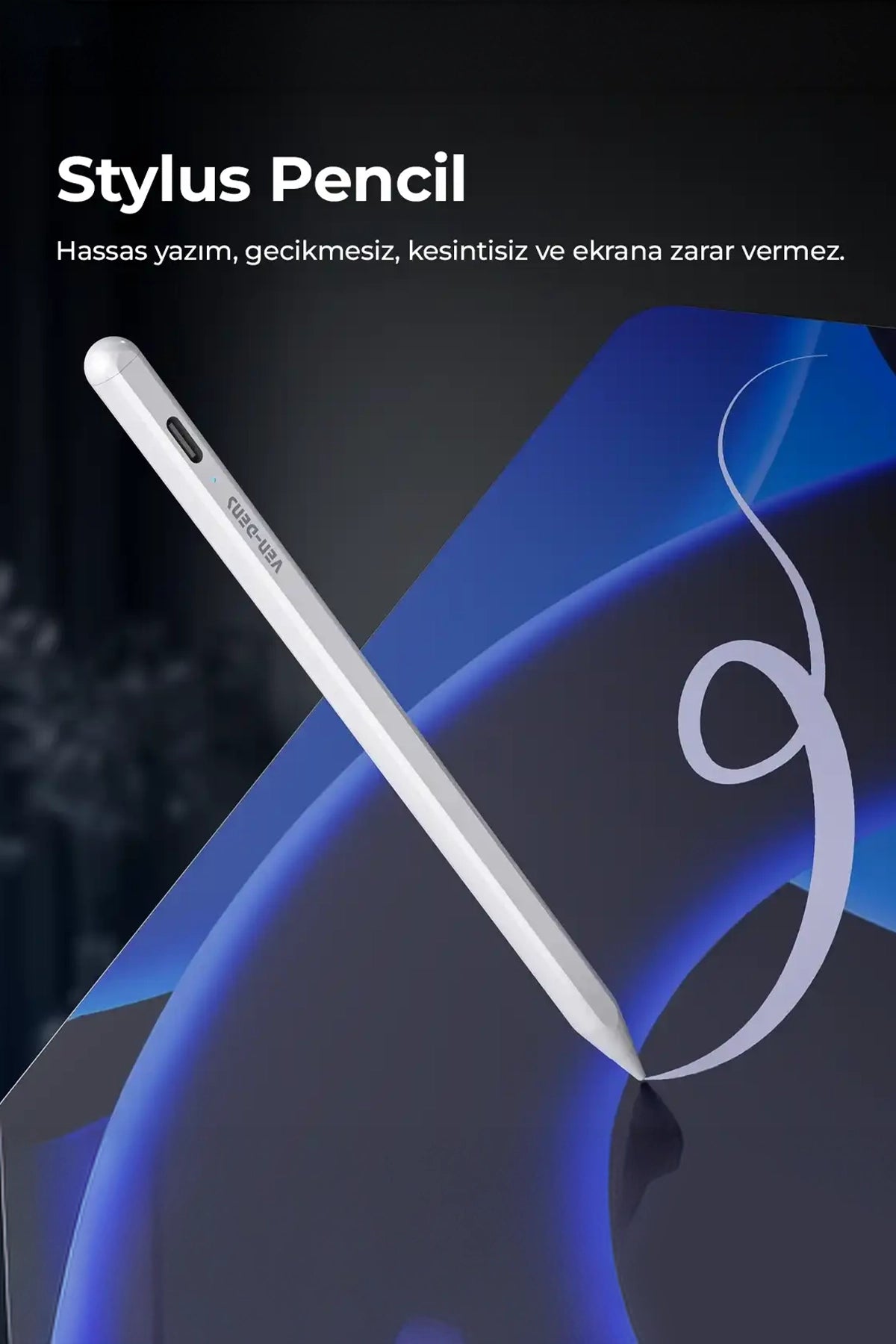 Vendens VD-SP004 Metal Stylus Kalem, iPad ve Android Uyumlu, Manyetik, Type-C Şarj, 10 Saat Kullanım