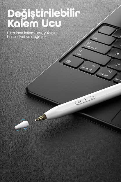 Vendens VD-SP006 Manyetik Stylus Kalem, Hızlı Şarjlı, 2 Yedek Uçlu, Android ve iPad Uyumlu