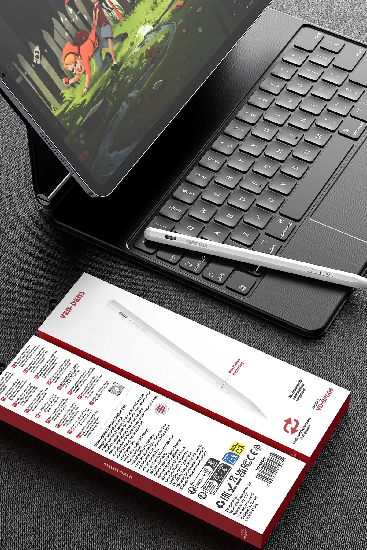 Vendens VD-SP006 Manyetik Stylus Kalem, Hızlı Şarjlı, 2 Yedek Uçlu, Android ve iPad Uyumlu