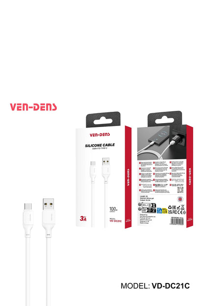Vendens VD-DC21CC 60W USB-C to USB-C Nylon Örgülü Hızlı Şarj ve Veri Kablosu 1.2m
