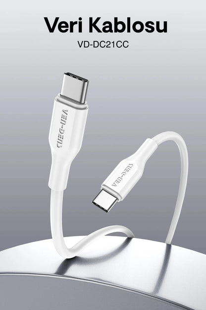 Vendens VD-DC21CC 60W USB-C to USB-C Nylon Örgülü Hızlı Şarj ve Veri Kablosu 1.2m