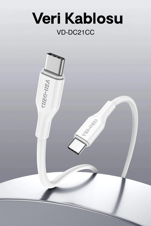 Vendens VD-DC21CC 60W USB-C to USB-C Nylon Örgülü Hızlı Şarj ve Veri Kablosu 1.2m