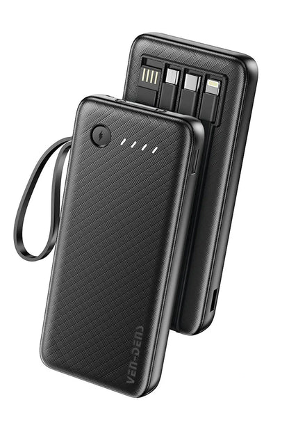 Vendens VD-PB058 Dahili 4 Kablolu 10000mAh  Işıklı Göstergeli LED El Fenerli Powerbank Tüm Telefonlarla Uyumlu