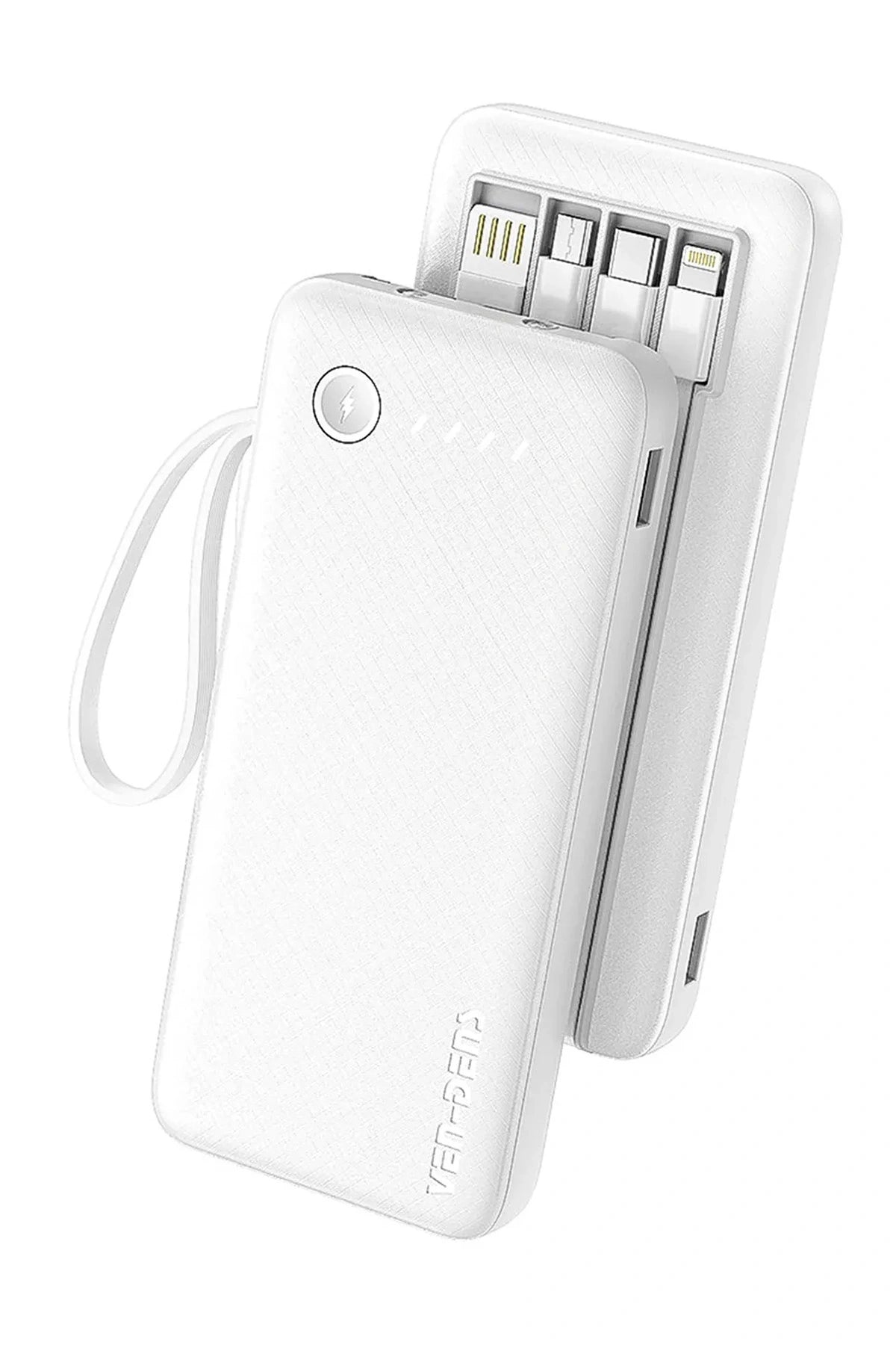 Vendens VD-PB058 Dahili 4 Kablolu 10000mAh  Işıklı Göstergeli LED El Fenerli Powerbank Tüm Telefonlarla Uyumlu