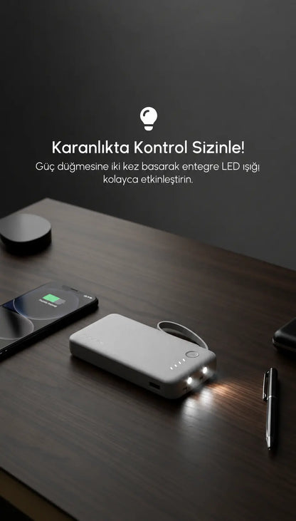 Vendens VD-PB059 Premium 20000mAh Dahili Kablolu Powerbank - Dijital Ekranlı