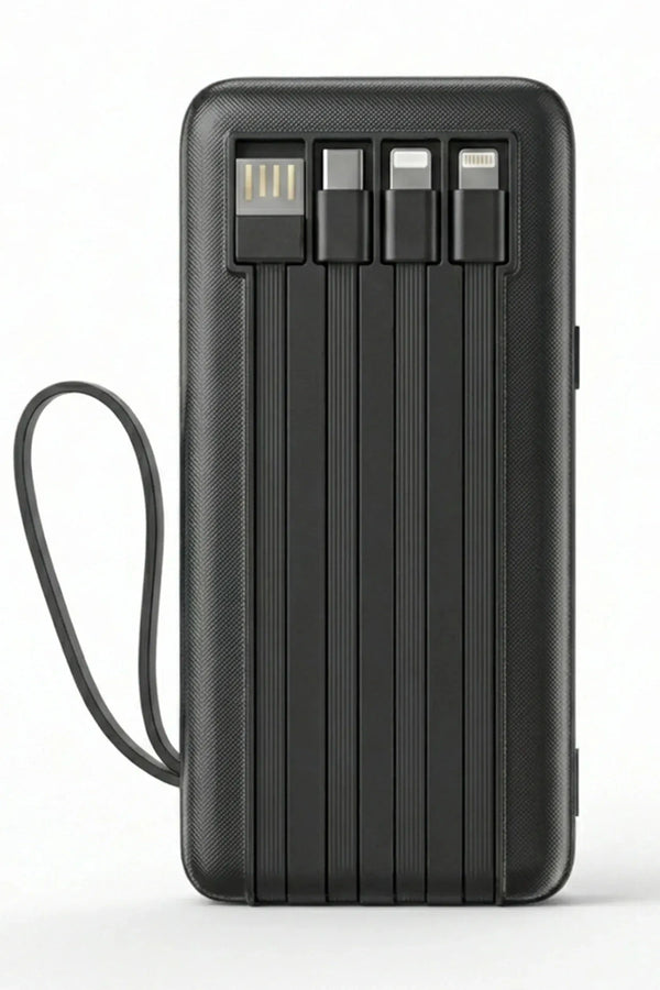 Vendens VD-PB058 Dahili 4 Kablolu 10000mAh  Işıklı Göstergeli LED El Fenerli Powerbank Tüm Telefonlarla Uyumlu
