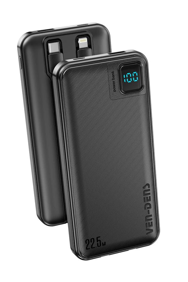 Vendens VD-PB061 20000mAh Dahili Kablolu Powerbank | 22.5W Hızlı Şarj & Dijital Ekran