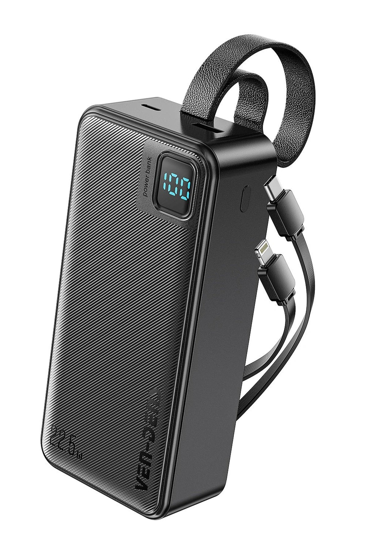 Vendens VD-PB063 50000mAh Powerbank 22,5 What Hızlı Şarj, Dahili Type-C & Lightning Kablolu, Dijital Ekranlı