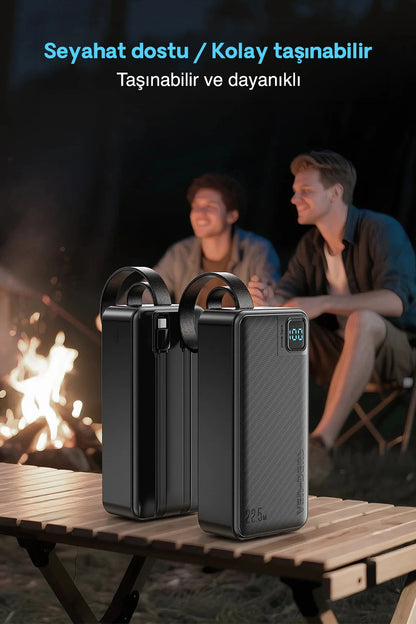 Vendens VD-PB062 30000mAh 22.5 What Hızlı Şarj Powerbank, Dahili Type-C ve Lightning Kablo
