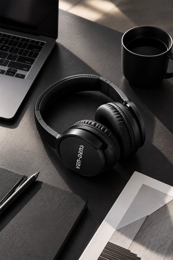 Vendens VD-HP010 Bluetooth 5.3 Kablosuz Kulak Üstü Kulaklık Katlanabilir 10 Saat Pil Siyah
