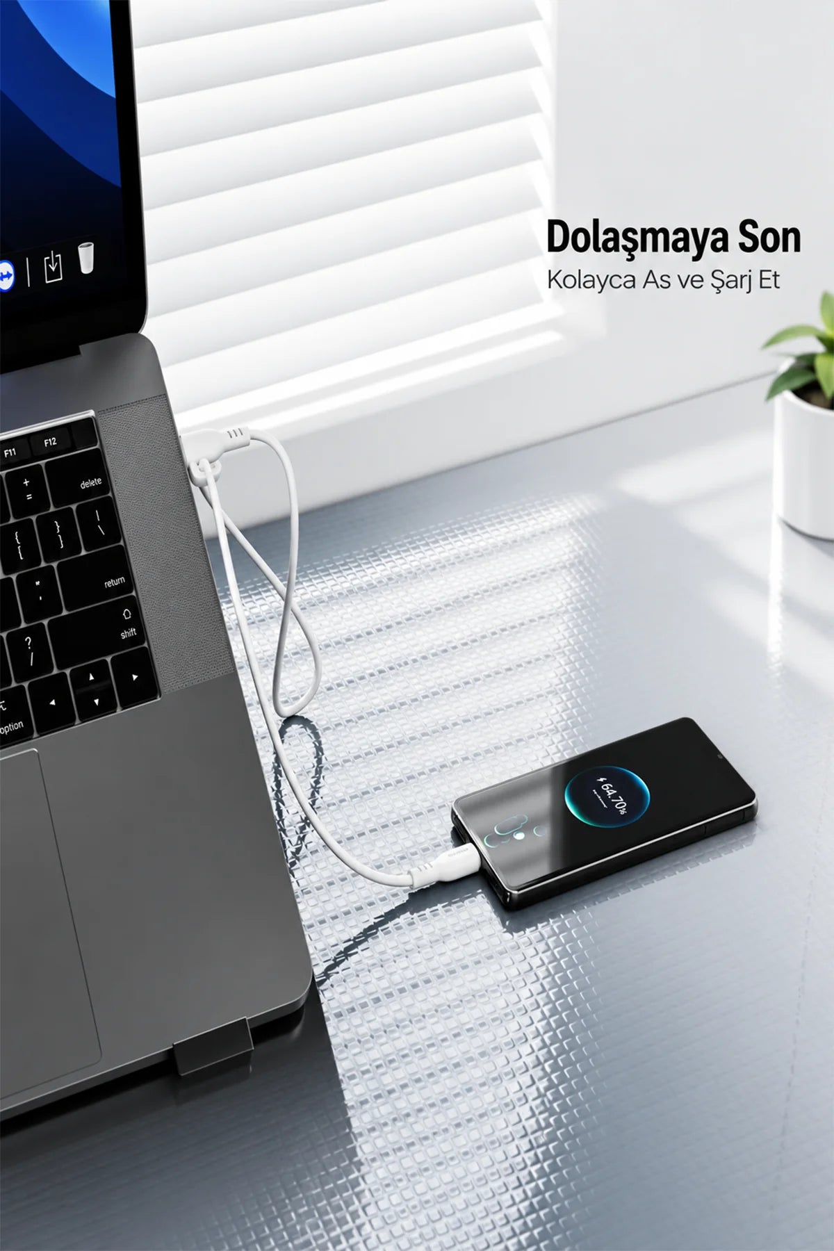 Vendens DC11CC Type-C to Type-C 60W PD Hızlı Şarj ve Data Kablosu - 1 Metre, Çinko Alaşım Örgülü