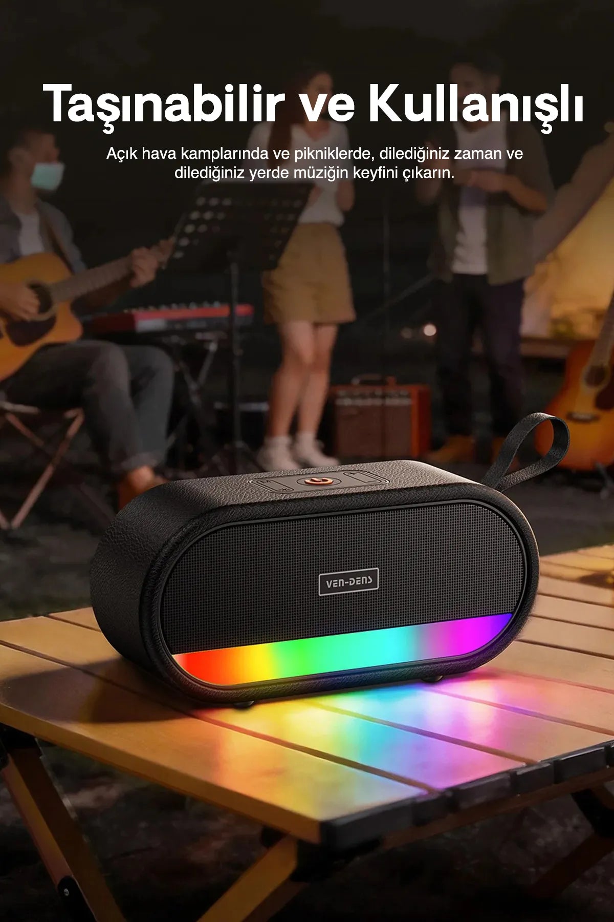 Vendens VD-SPK009 LED Ambiyans Işıklı Bluetooth Hoparlör - 30 Saat Batarya