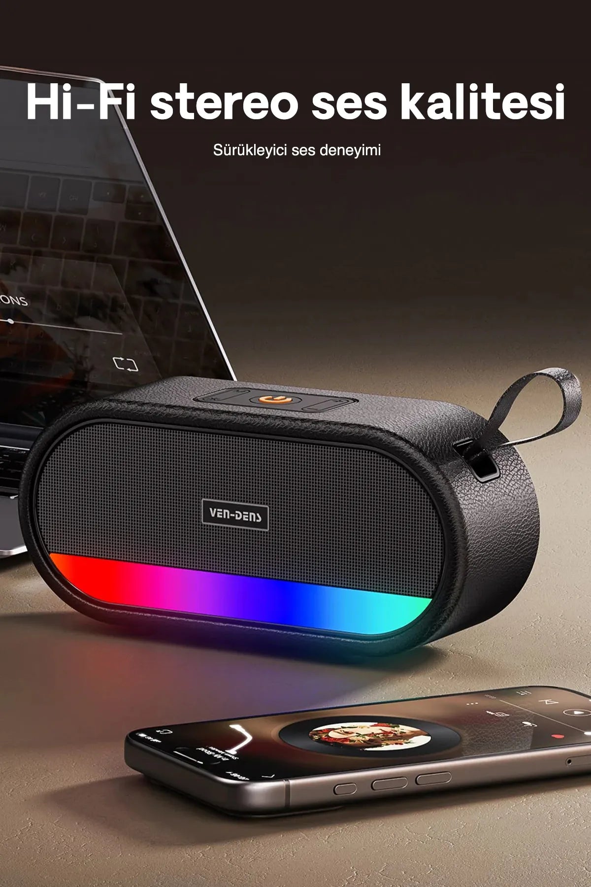 Vendens VD-SPK009 LED Ambiyans Işıklı Bluetooth Hoparlör - 30 Saat Batarya