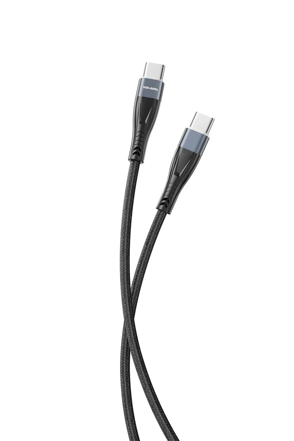 Vendens VD-DC19CC USB-C'den USB-C'ye Örgülü 60W Hızlı Şarj Destekli Type C Kablo 1.2m