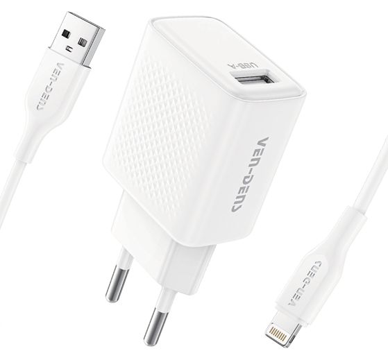Vendens 10.5W Hızlı Şarj Cihazı ve 1M USB-A Veri Kablosu - Beyaz
