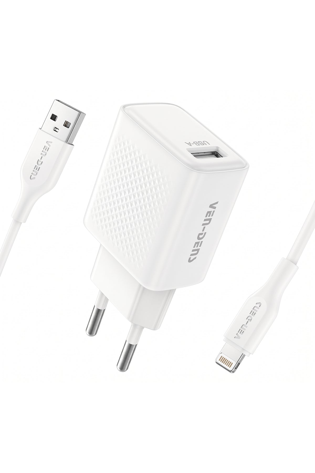 Vendens VD-TC019BA02 10.5W Hızlı Şarj Adaptörü, USB-A, 1 Metre Veri ve Şarj Kablosu, Beyaz