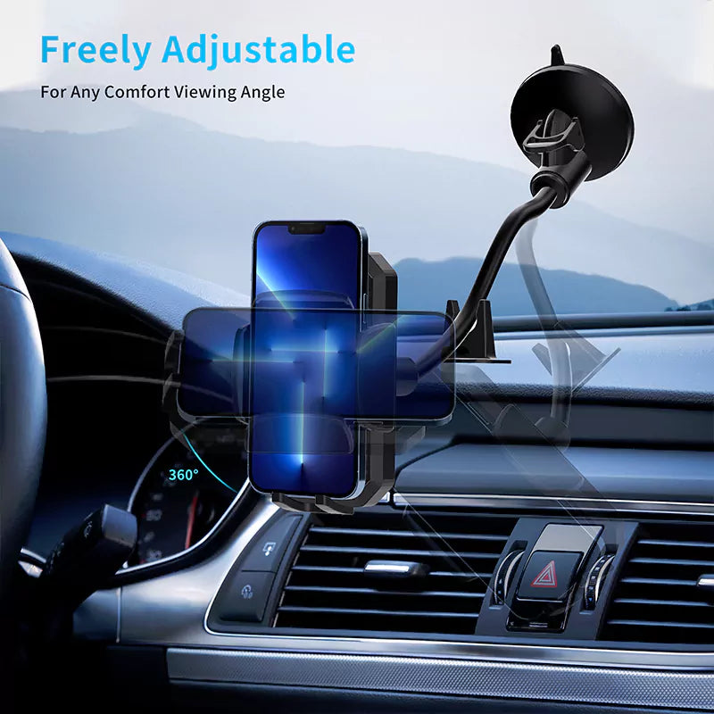 VD-HD012 Siyah Telefon Tutucu, Güçlü Tutuş, Titreşim Önleyici, Esnek Alüminyum Alaşımlı Hortum Tasarımı, Ön Cam