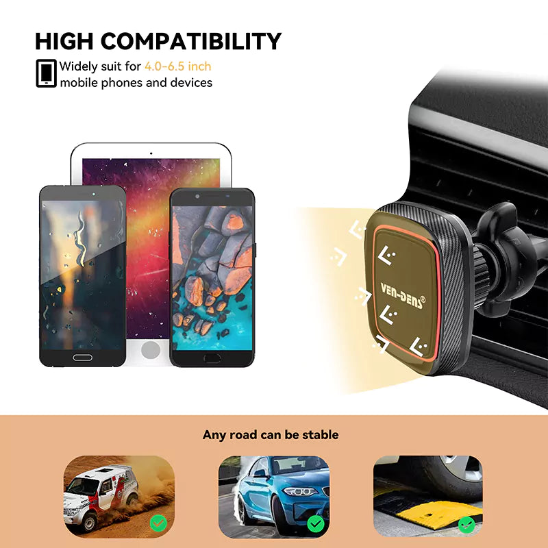 VD-HD015 Yüksek kaliteli, zarif, 360° dönebilen, kaymaz manyetik havalandırma tutucu.