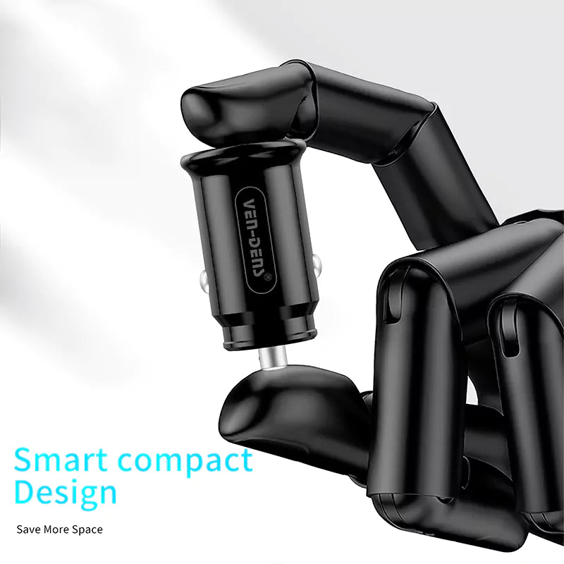 VD-CC003 Ven-Dens USB+Type-C portlu PD 20W hızlı şarj özellikli mini araç şarj cihazı, akıllı ve taşınabilir, akıllı telefonlarla evrensel uyumluluk.