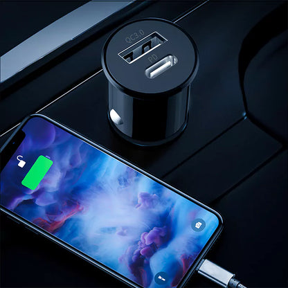 VD-CC003 Ven-Dens USB+Type-C portlu PD 20W hızlı şarj özellikli mini araç şarj cihazı, akıllı ve taşınabilir, akıllı telefonlarla evrensel uyumluluk.