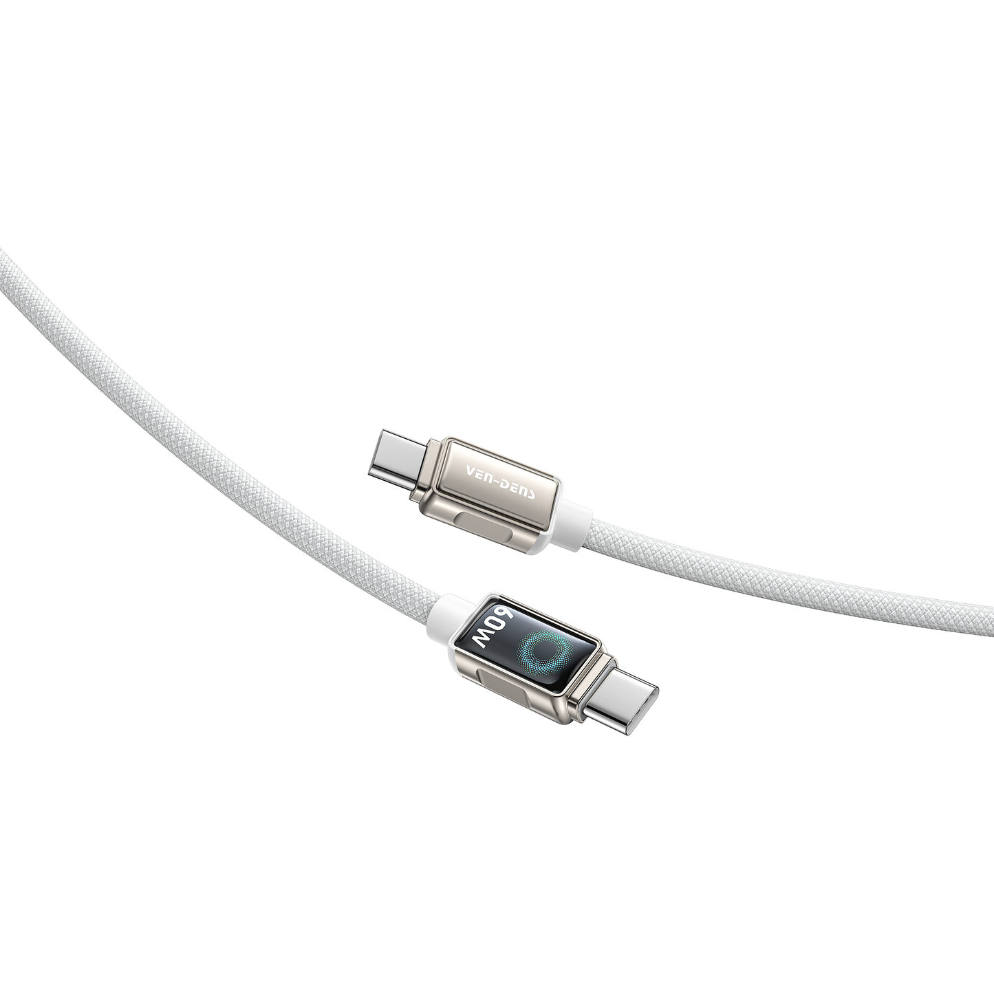 Vendens DC11CC Type-C to Type-C 60W PD Hızlı Şarj ve Data Kablosu - 1 Metre, Çinko Alaşım Örgülü