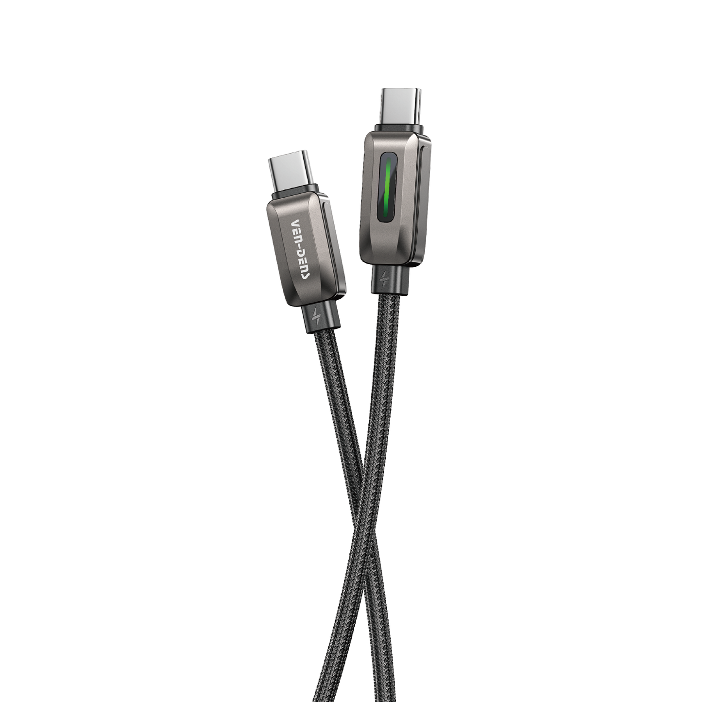 Vendens DC14CC Type-C to Type-C 100W PD Hızlı Şarj ve Data Kablosu, Çinko Alaşım Örgü, 1 Metre