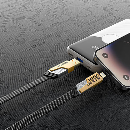 VD-DCA05 4'ü 1 arada 65W USB Lightning Type-C 1.2 Metre Veri Kablosu Naylon Kablo Hızlı Şarj Özelliğiyle Apple ve Cep Telefonları İçin