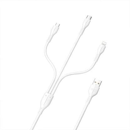 Ven-Dens DCD08 3'ü 1 Arada Hızlı Şarj ve Data Kablosu (Micro USB, Type-C, Lightning) - 1.2 Metre