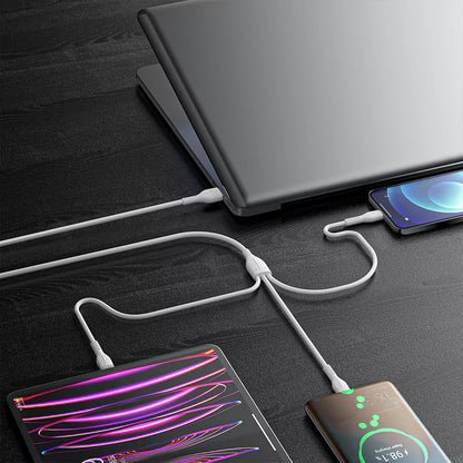 Ven-Dens DCD08 3'ü 1 Arada Hızlı Şarj ve Data Kablosu (Micro USB, Type-C, Lightning) - 1.2 Metre