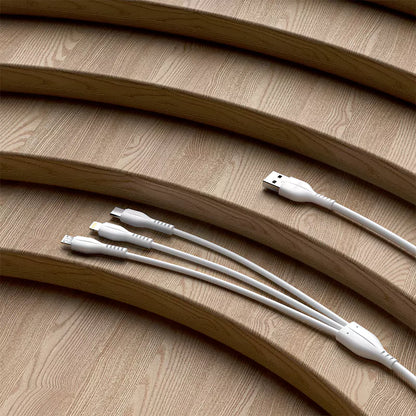 Ven-Dens DCD08 3'ü 1 Arada Hızlı Şarj ve Data Kablosu (Micro USB, Type-C, Lightning) - 1.2 Metre