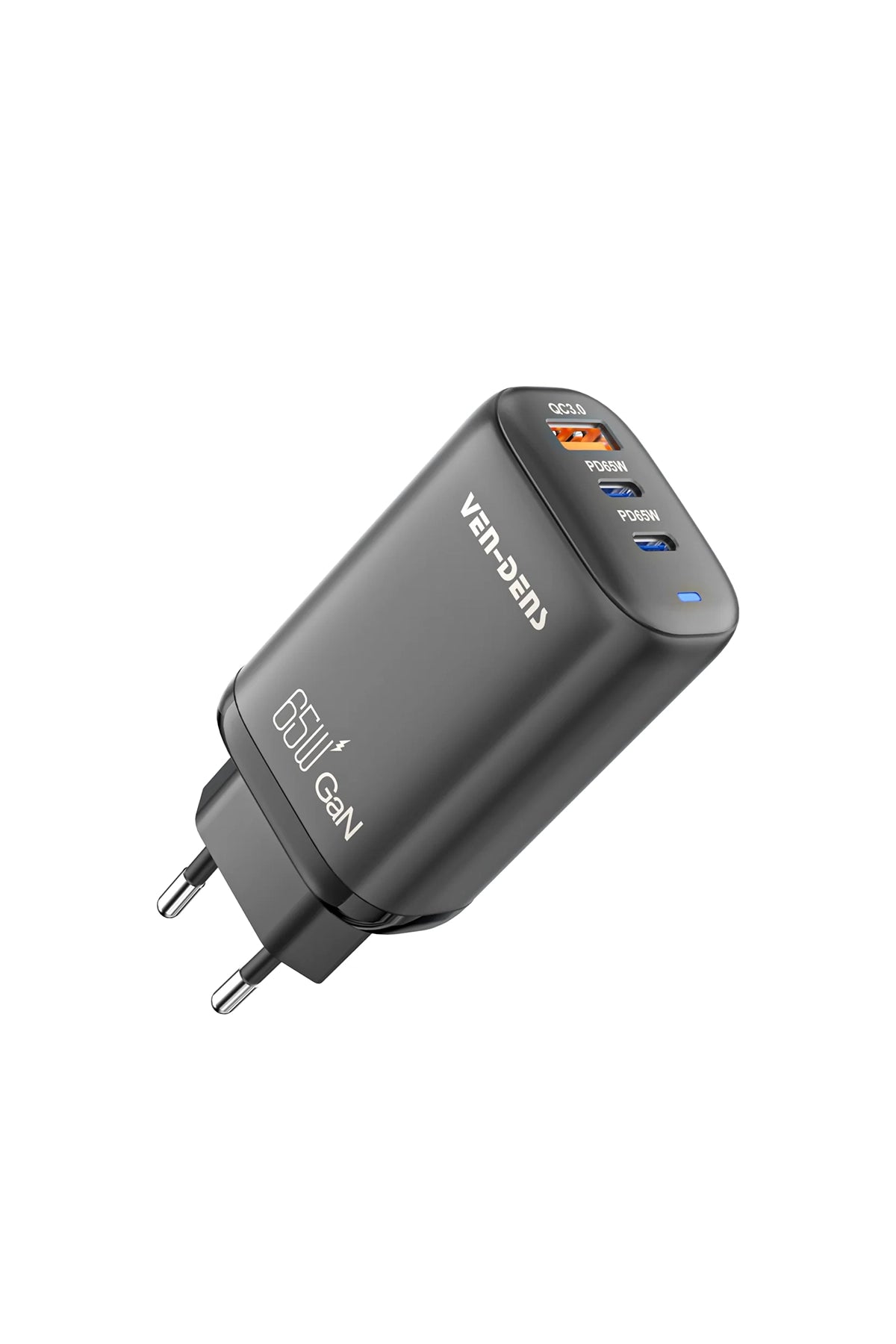 Vendens SP-TC91BG 65W GAN Teknoloji Hızlı Şarj Adaptörü, 2x USB-C + USB-A, PD ve QC3.0