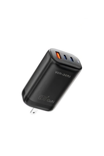 Vendens SP-TC92UG 65W PD GAN Teknoloji Hızlı Şarj Adaptörü, 2x USB-C + USB-A, AB İngiltere ABD Priz Uyumlu