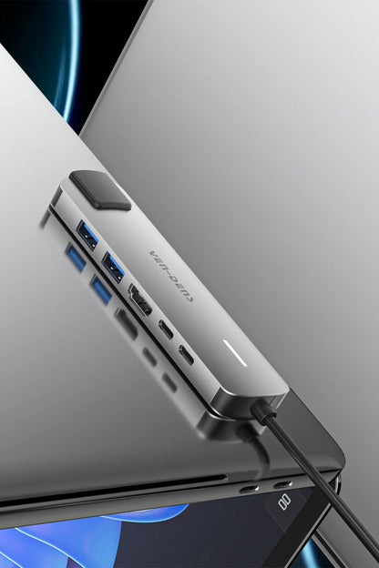 Vendens VD-ADP019 6'sı 1 Arada USB-C Hub, 4K HDMI, USB 3.0, PD 90W, RJ45 Ethernet