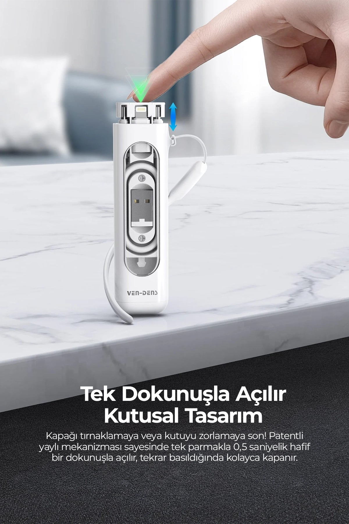 Vendens VD-T001 60W 5'i 1 Arada Şarj Aleti Seyahat Adaptörü Laptop Telefon Hızlı Şarj Kiti