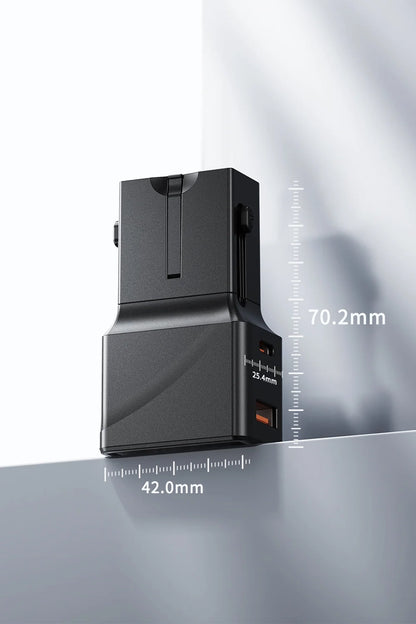 Vendens VD-TA001 25W Type-C Hızlı Şarj Aleti, 4'ü 1 Arada Uluslararası Seyahat Adaptörü