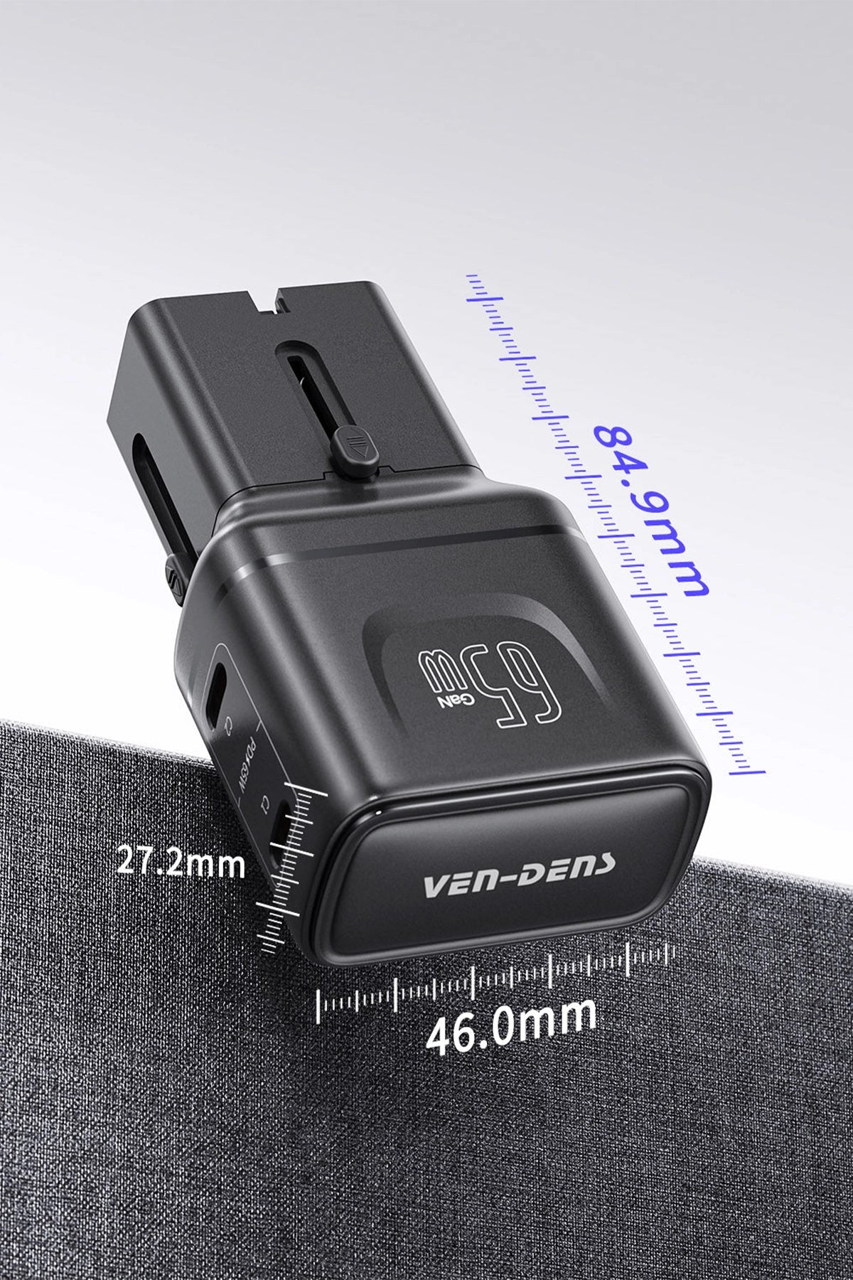 Vendens VD-TA003 65W Type-C Hızlı Şarj Aleti, 4'ü 1 Arada Uluslararası Seyahat Adaptörü