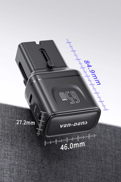 Vendens VD-TA003 65W Type-C Hızlı Şarj Aleti, 4'ü 1 Arada Uluslararası Seyahat Adaptörü